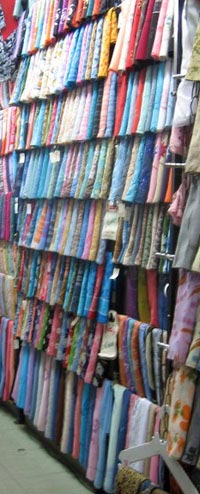 Stalls of women's headscarves for sale in the Roxy/Heliopolis markets of Cairo, 2007