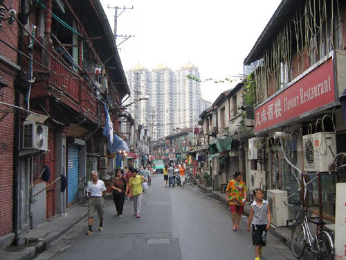 Old Shops and New Skyscrapers in Shanghai, China