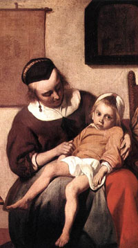 Mother and Sick Child, Holland, 1600s, Gabriel Metsu